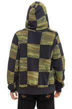 Retro CHECK QUILT ZIP HOODIE - SMOKE CAMO