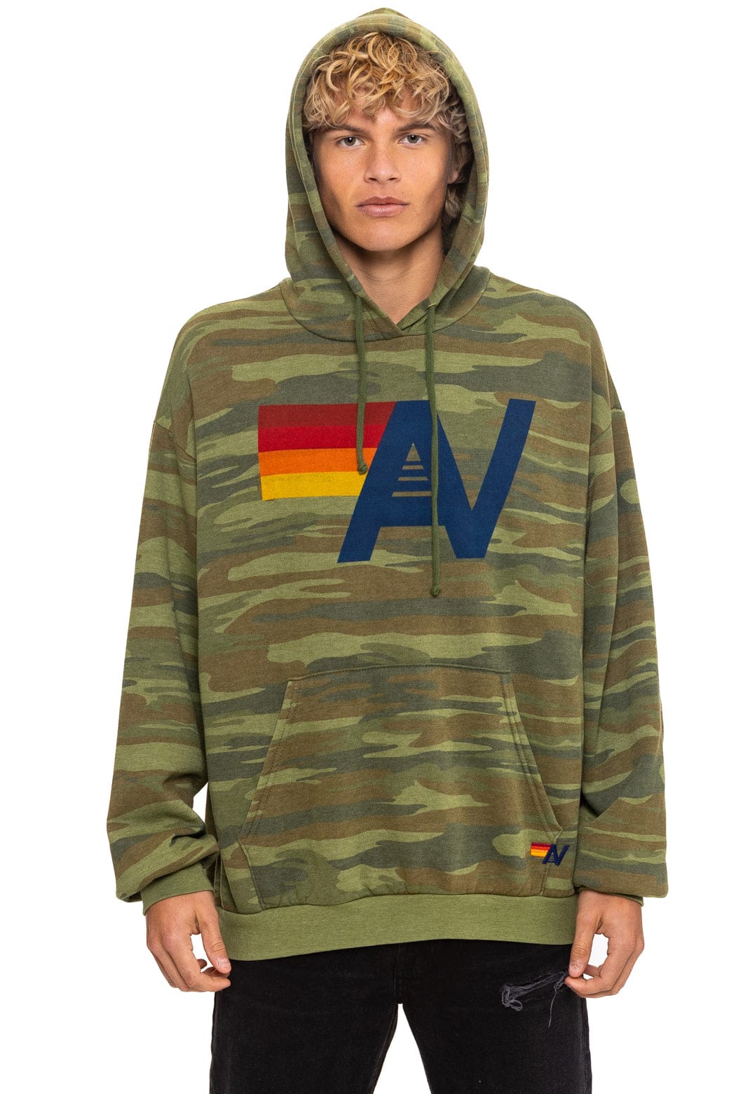 Retro LOGO PULLOVER RELAXED HOODIE - CAMO