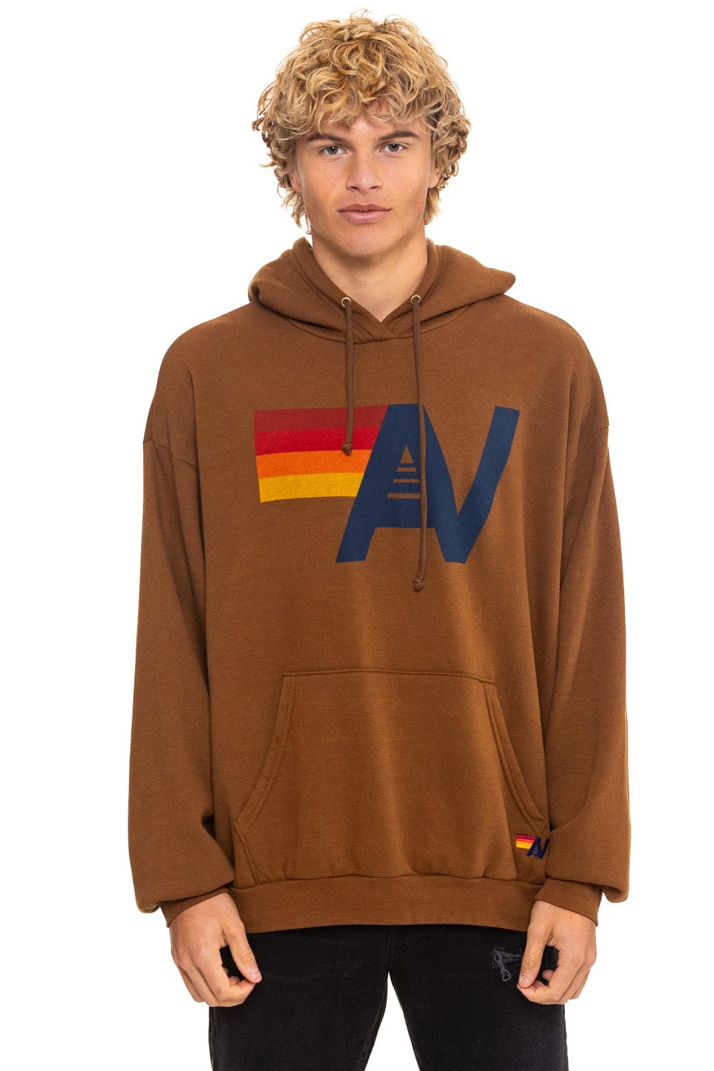 Retro LOGO PULLOVER RELAXED HOODIE - CINNAMON