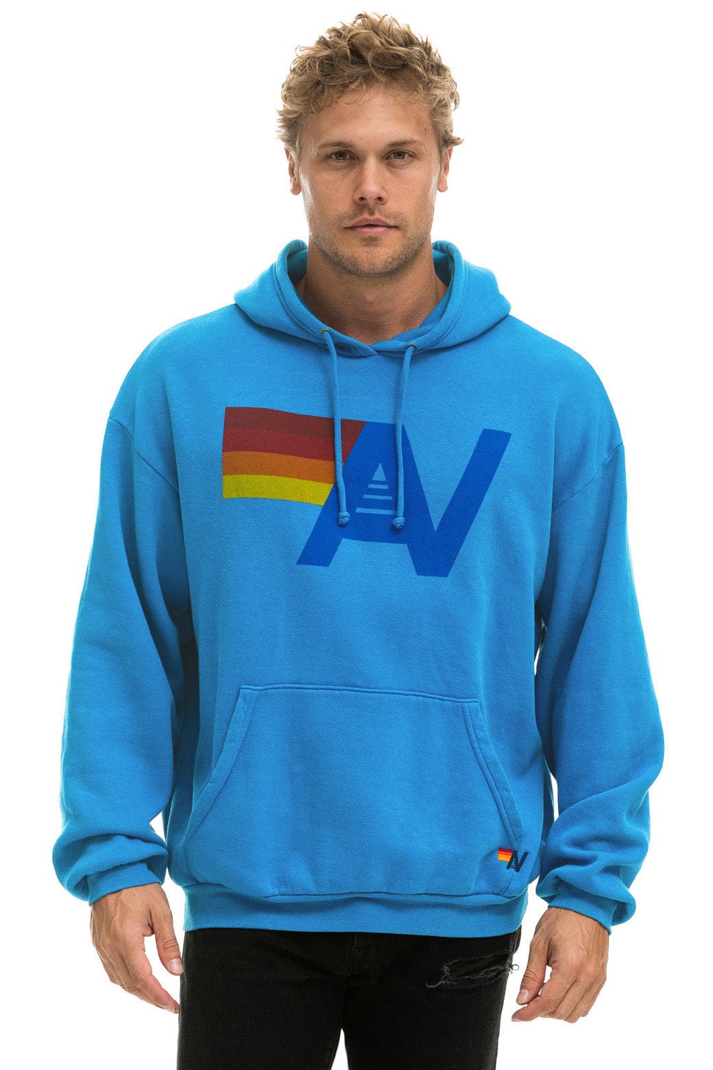 Retro LOGO PULLOVER RELAXED HOODIE - COBALT