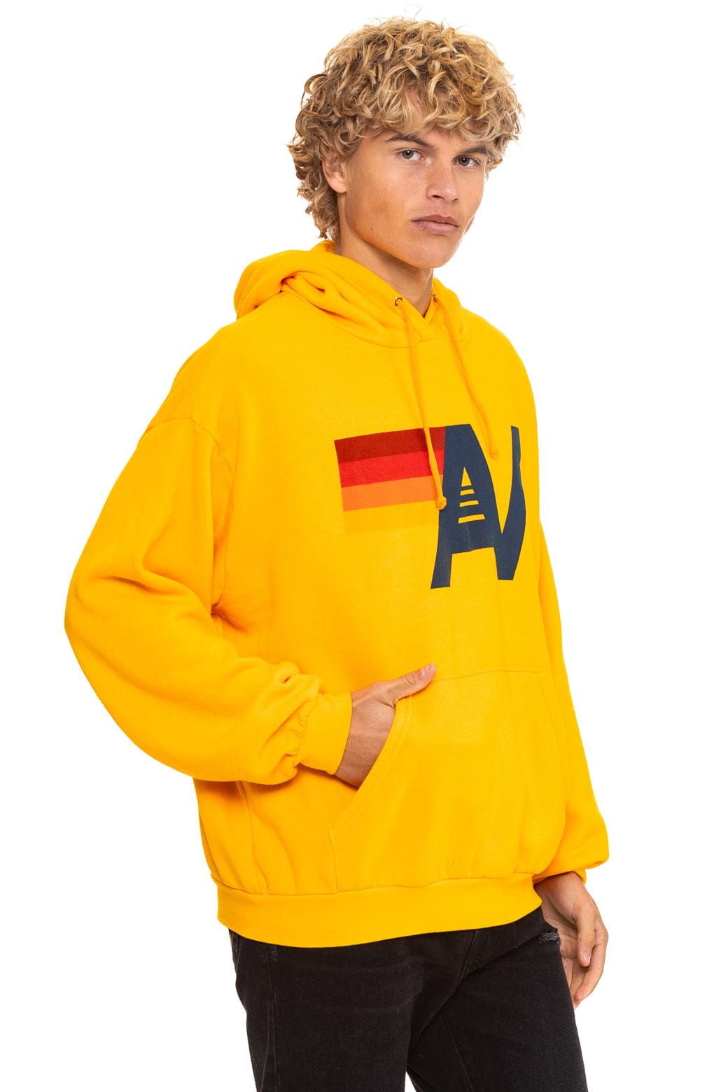 Retro LOGO PULLOVER RELAXED HOODIE - GOLD