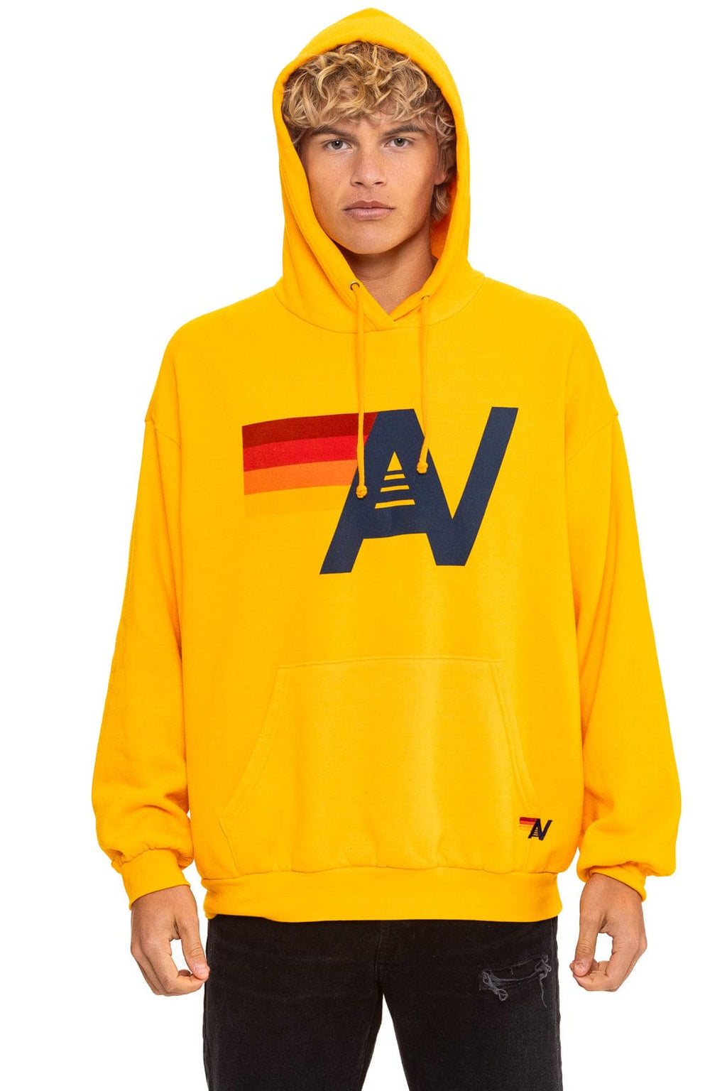 Retro LOGO PULLOVER RELAXED HOODIE - GOLD