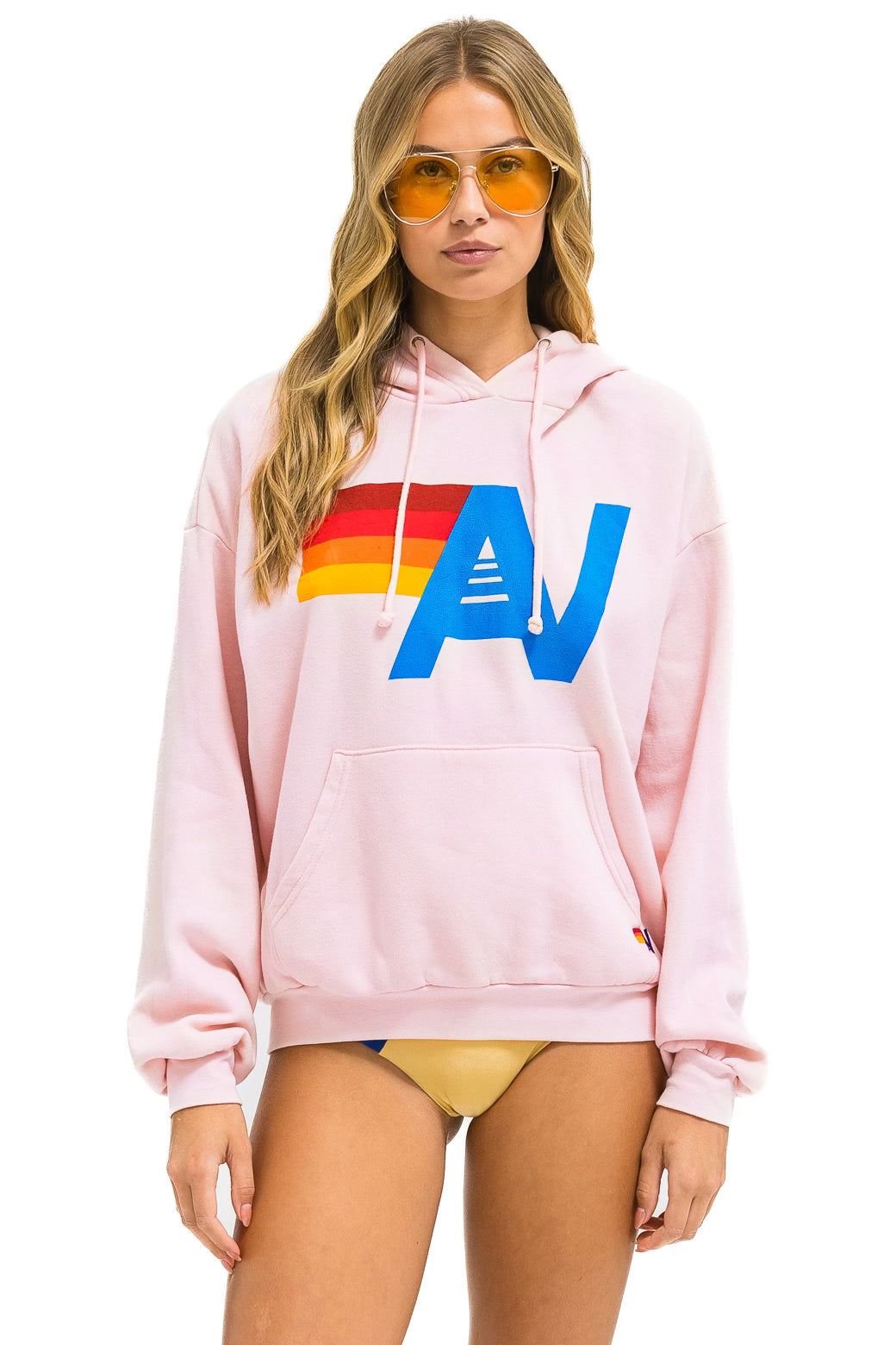 Retro LOGO PULLOVER RELAXED HOODIE - LIGHT PINK
