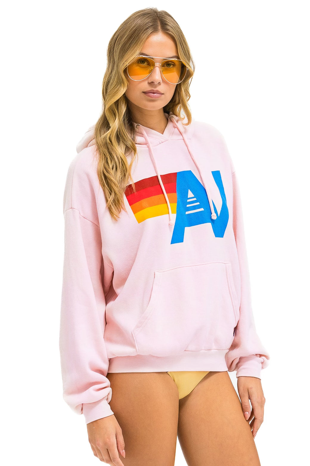 Retro LOGO PULLOVER RELAXED HOODIE - LIGHT PINK