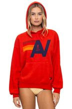 Retro LOGO PULLOVER RELAXED HOODIE - RED