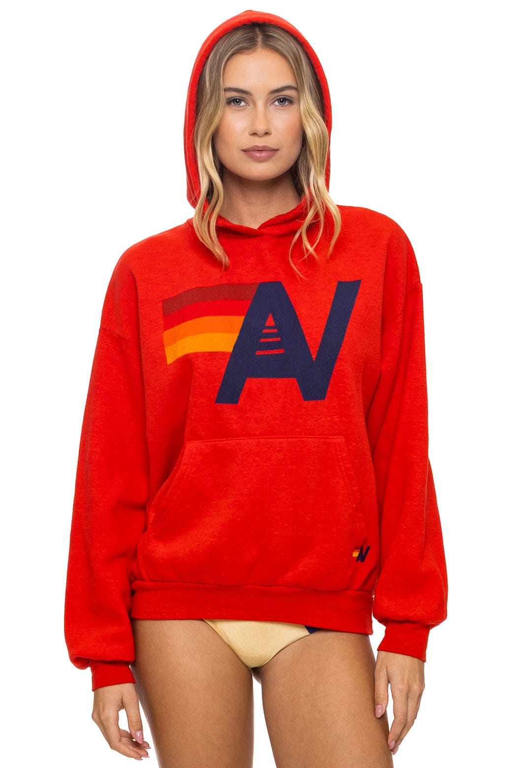 Retro LOGO PULLOVER RELAXED HOODIE - RED