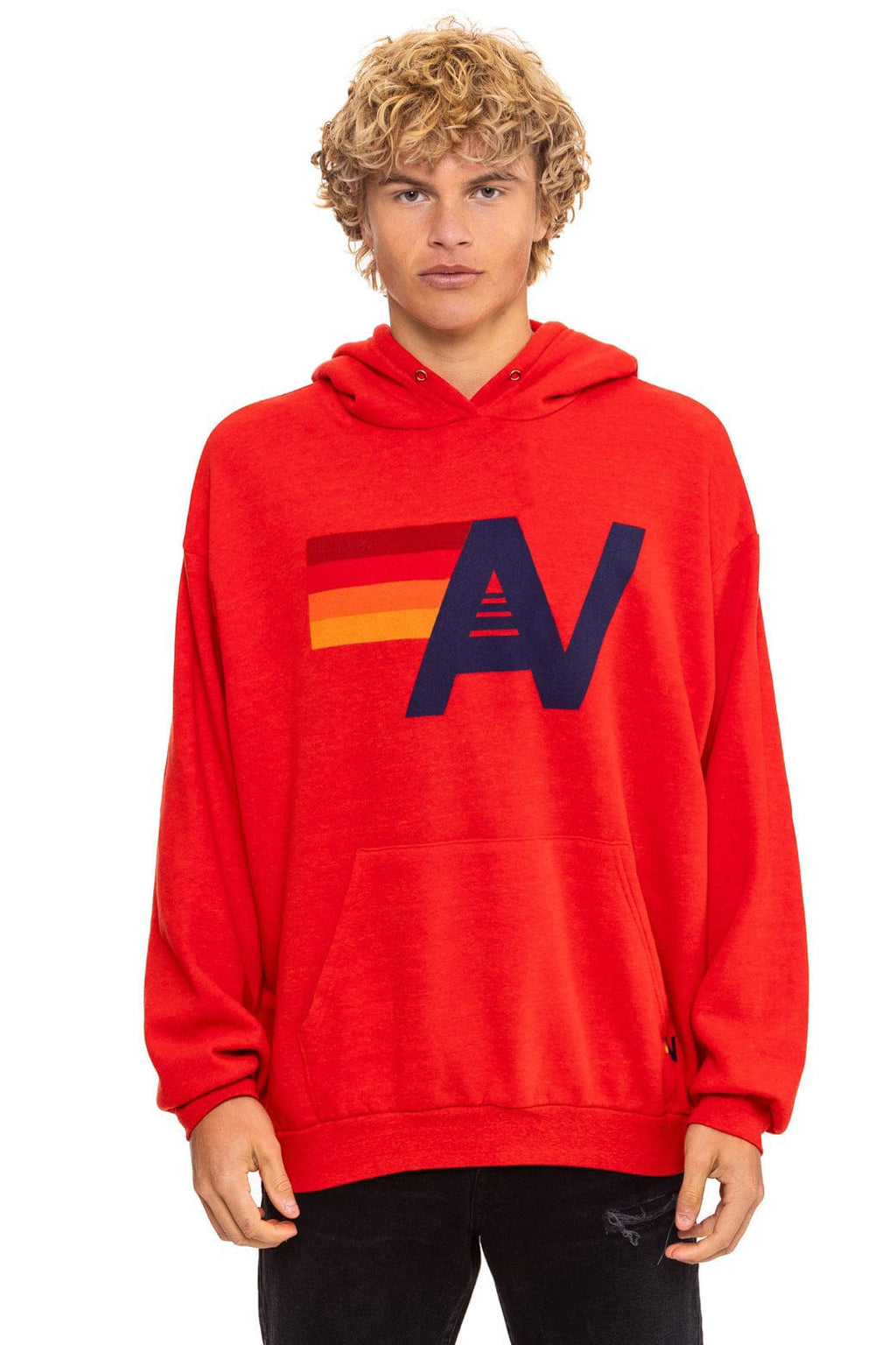 Retro LOGO PULLOVER RELAXED HOODIE - RED
