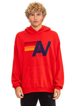 Retro LOGO PULLOVER RELAXED HOODIE - RED