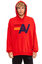 Retro LOGO PULLOVER RELAXED HOODIE - RED