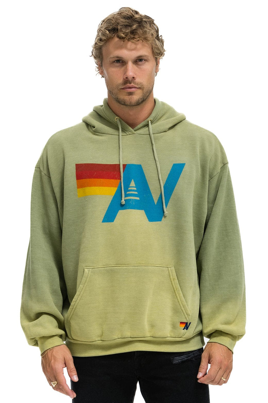 Retro VINTAGE LOGO RELAXED PULLOVER HOODIE - FADED ARMY