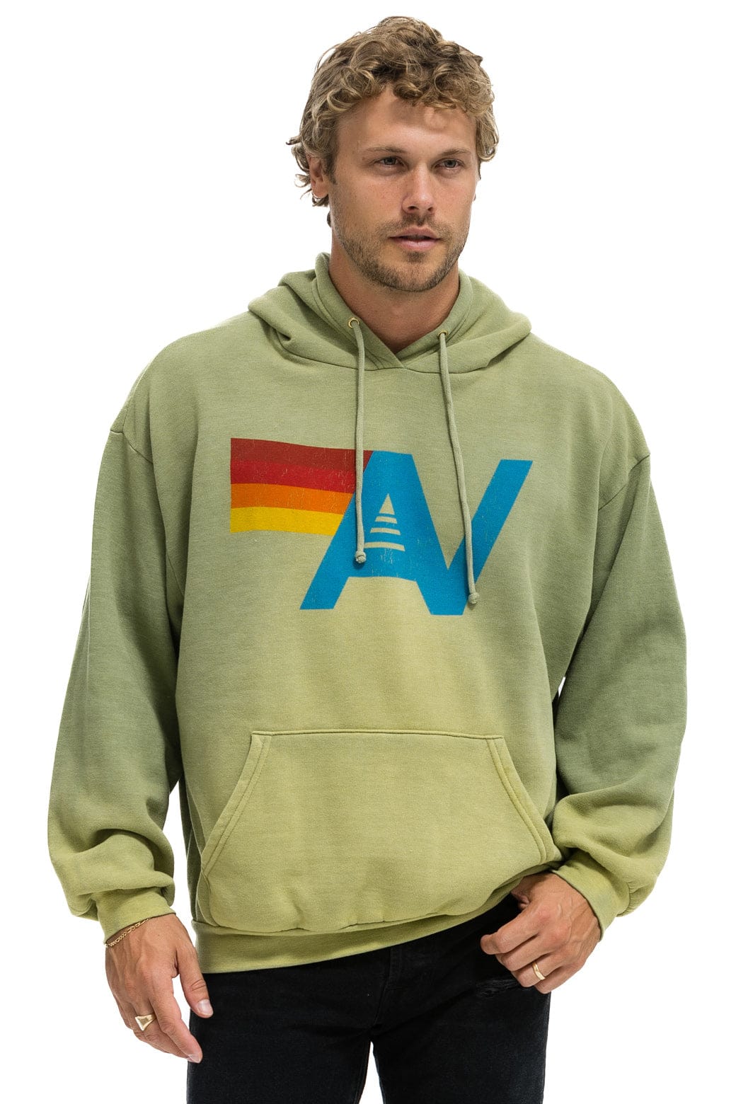 Retro VINTAGE LOGO RELAXED PULLOVER HOODIE - FADED ARMY