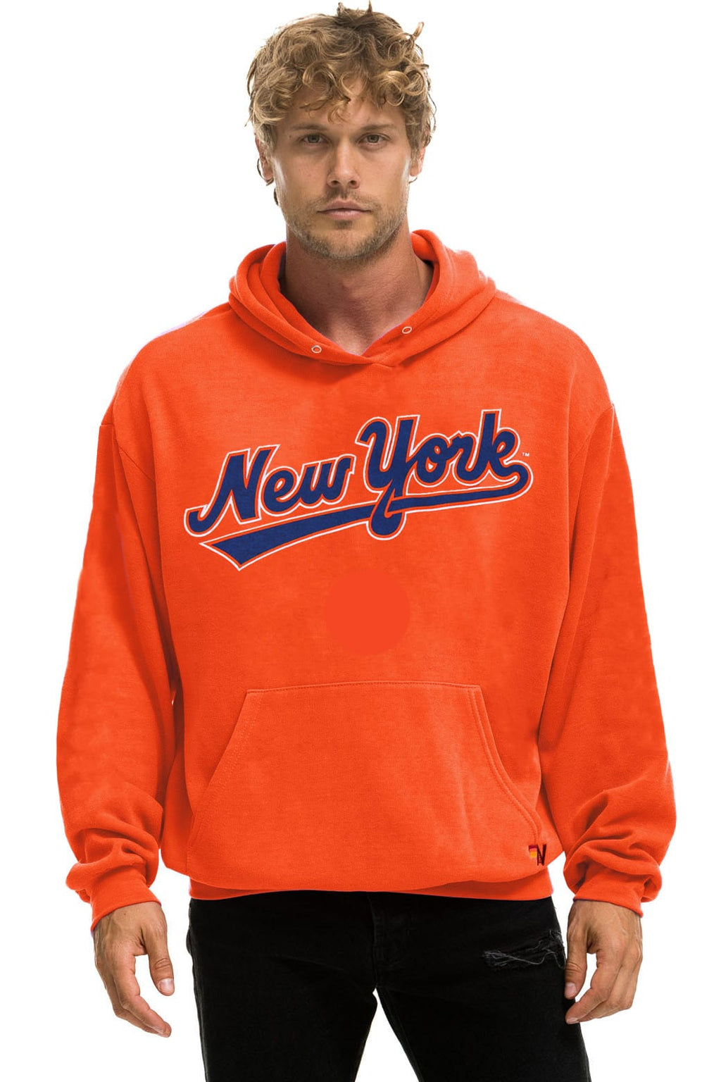 Retro NY METS 2026 RELAXED PULLOVER HOODIE - ORANGE