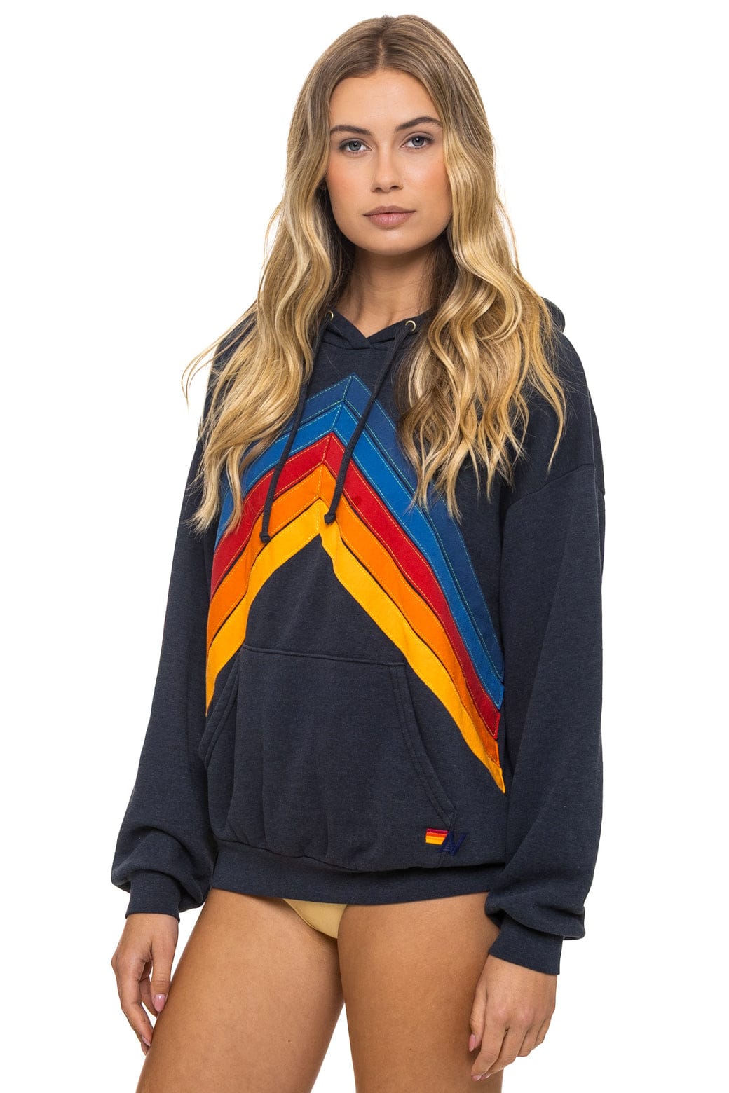 Retro MOUNTAIN STITCH CHEVRON PULLOVER HOODIE RELAXED - CHARCOAL