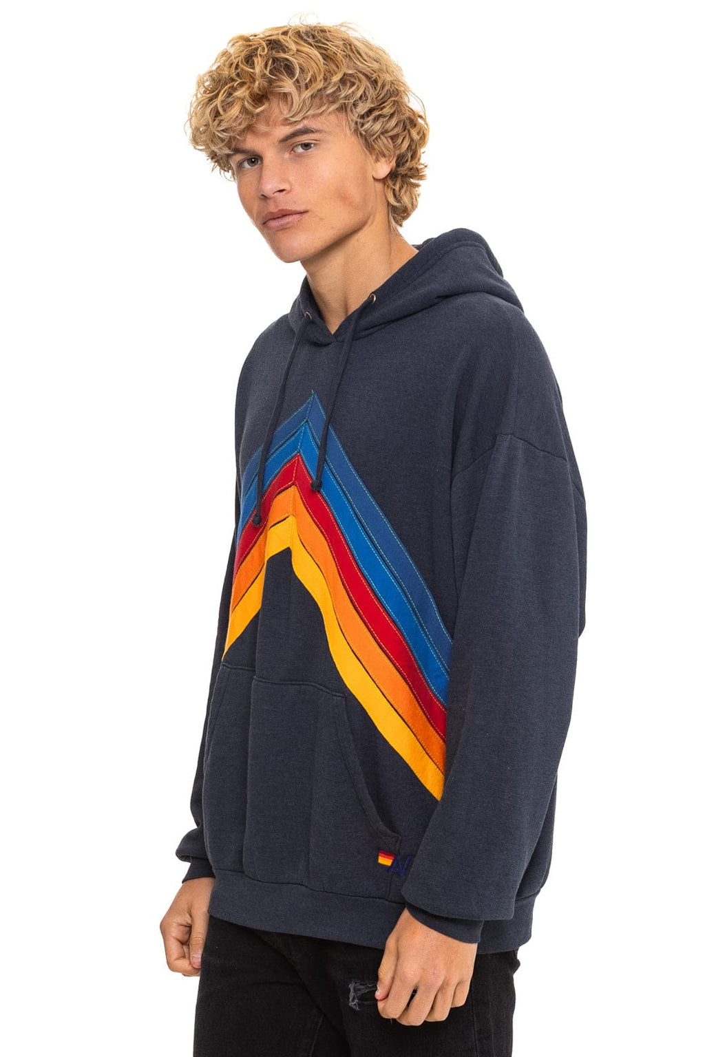 Retro MOUNTAIN STITCH CHEVRON PULLOVER HOODIE RELAXED - CHARCOAL