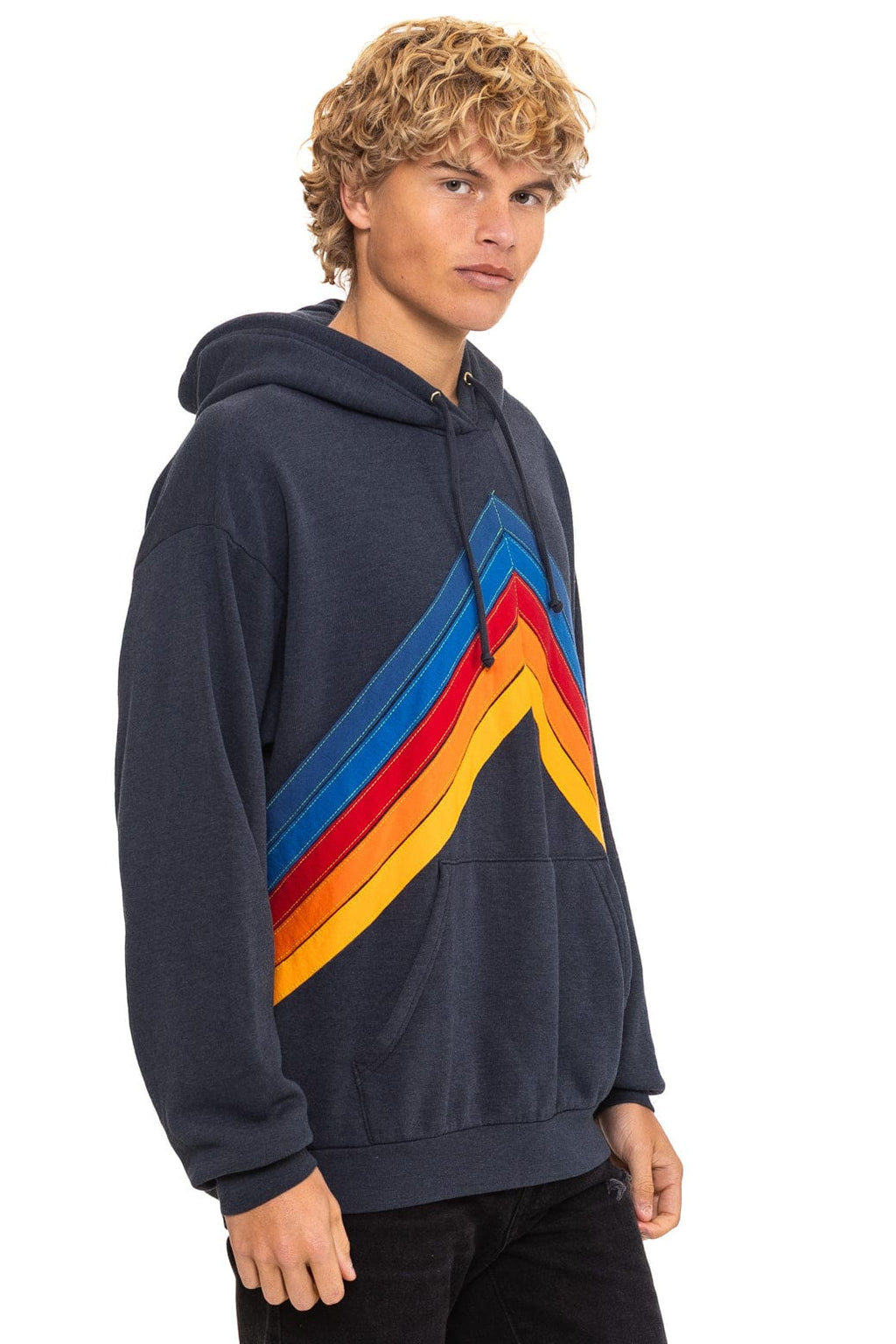 Retro MOUNTAIN STITCH CHEVRON PULLOVER HOODIE RELAXED - CHARCOAL