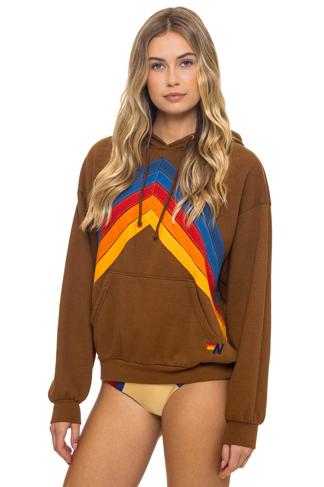 Retro MOUNTAIN STITCH CHEVRON PULLOVER HOODIE RELAXED - CINNAMON