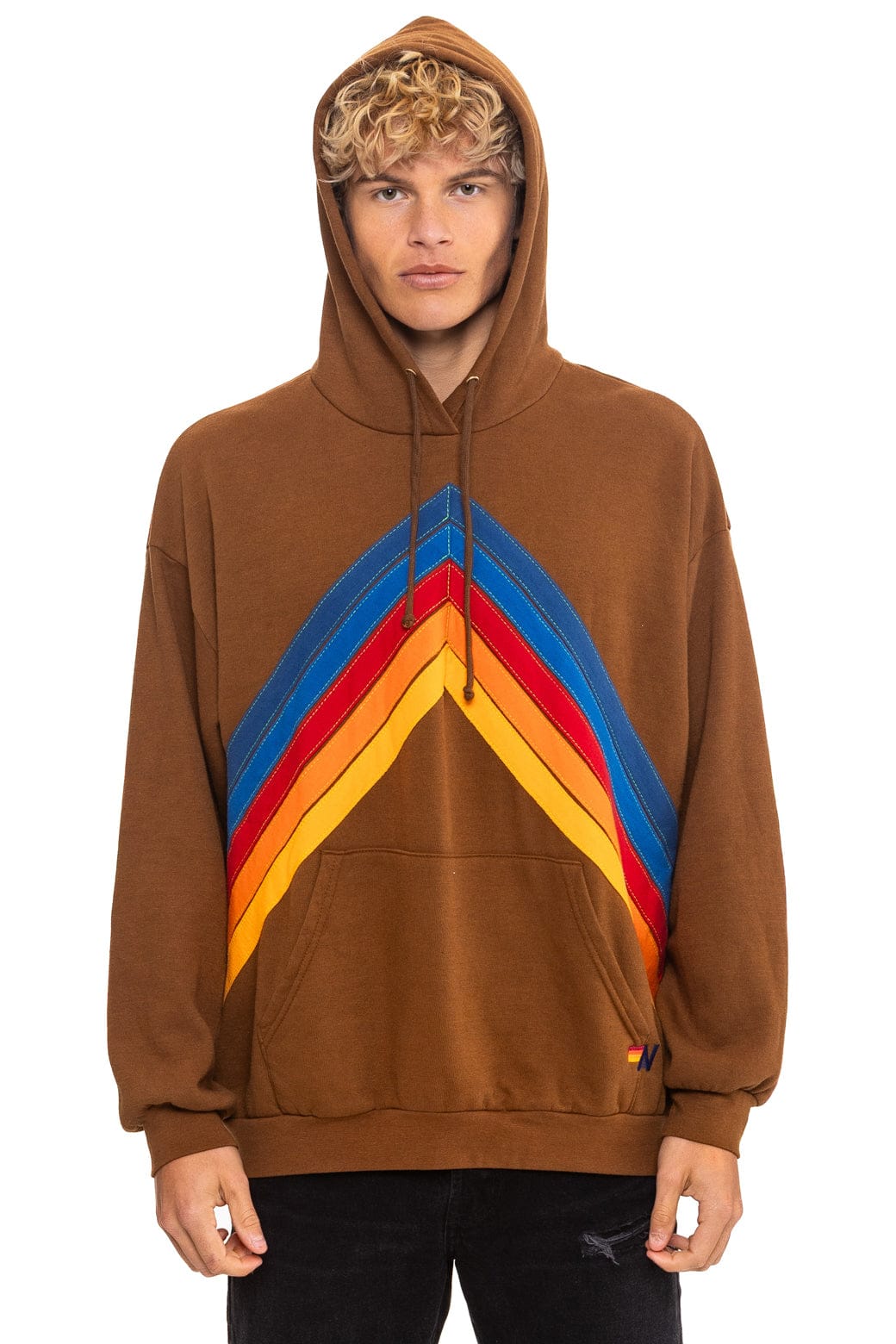 Retro MOUNTAIN STITCH CHEVRON PULLOVER HOODIE RELAXED - CINNAMON
