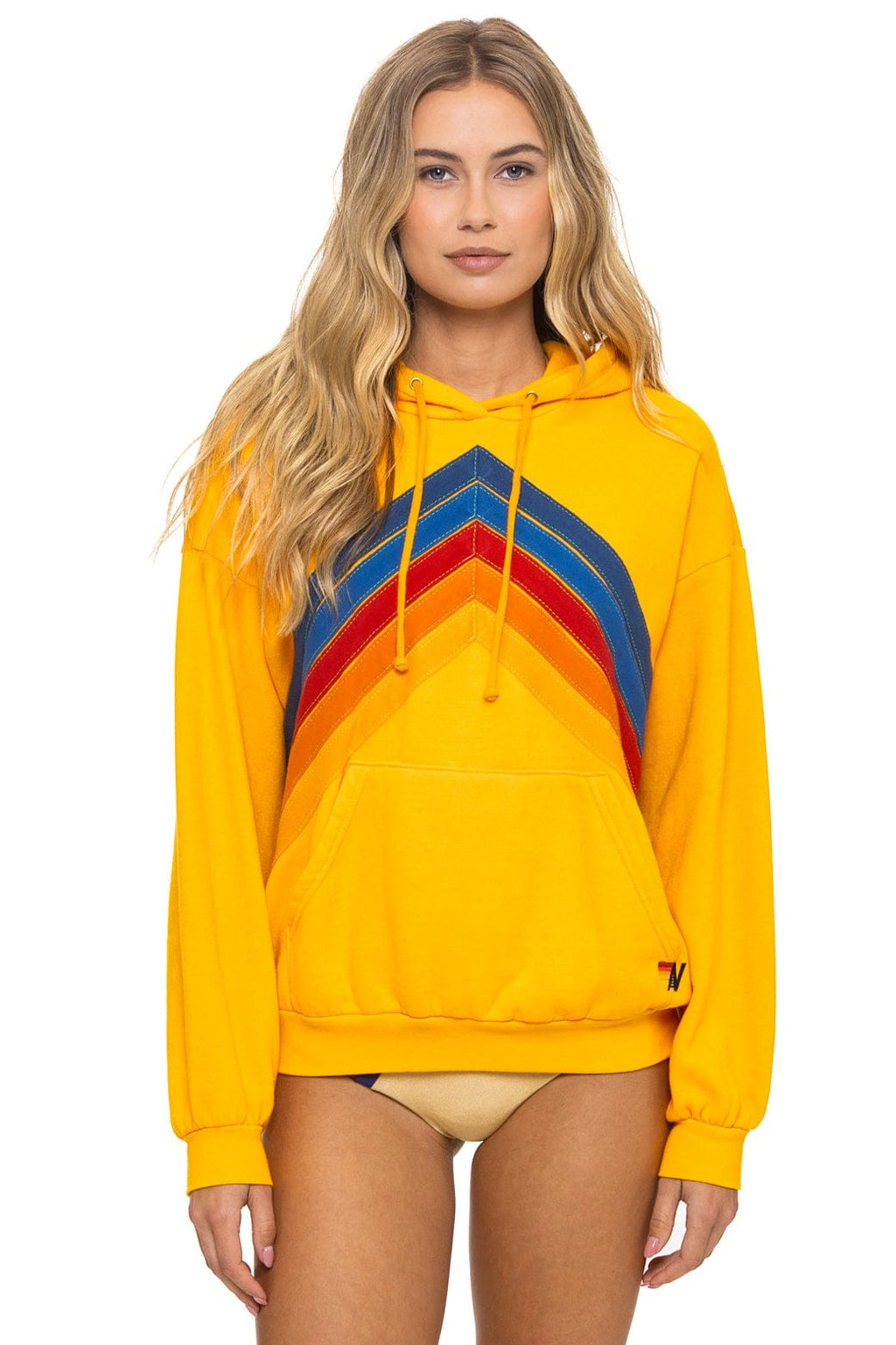 Retro MOUNTAIN STITCH CHEVRON PULLOVER HOODIE RELAXED - GOLD