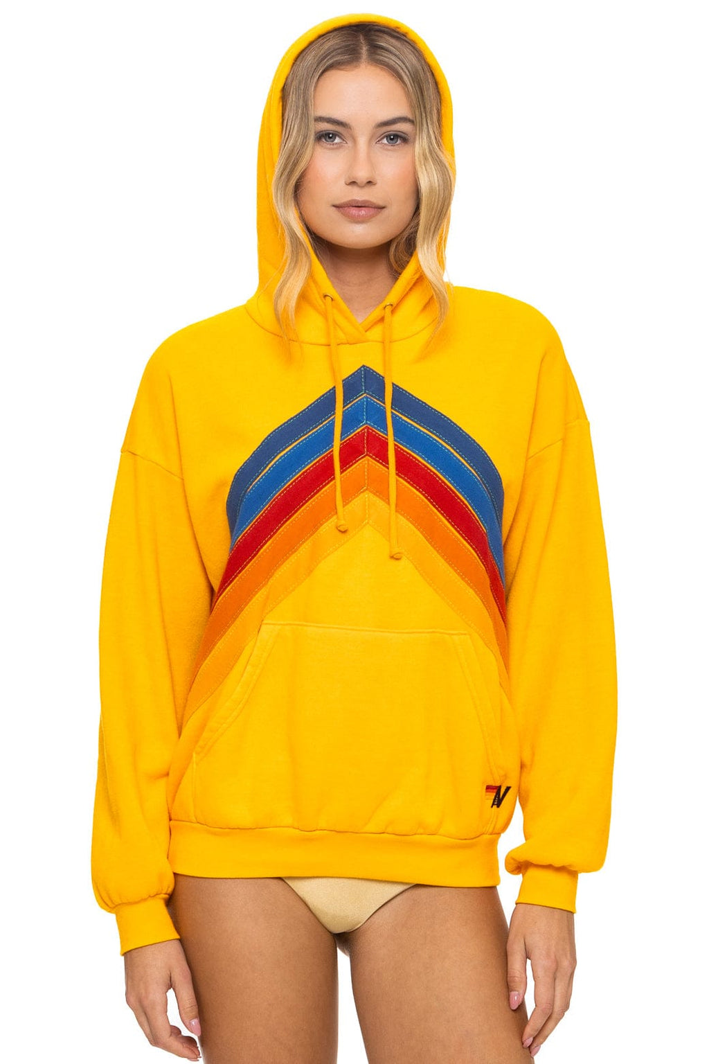 Retro MOUNTAIN STITCH CHEVRON PULLOVER HOODIE RELAXED - GOLD