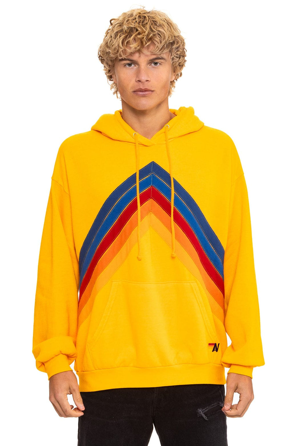 Retro MOUNTAIN STITCH CHEVRON PULLOVER HOODIE RELAXED - GOLD