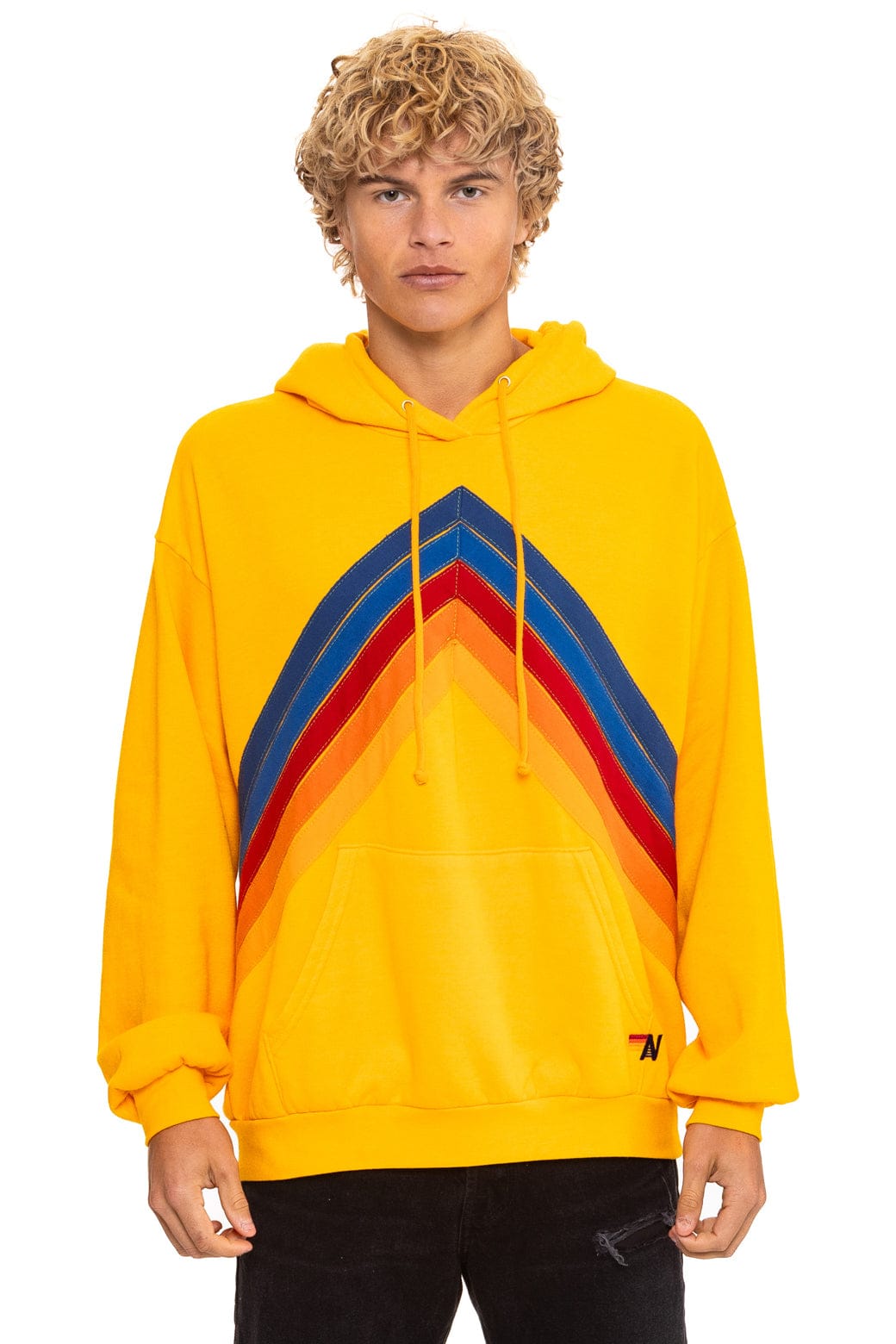 Retro MOUNTAIN STITCH CHEVRON PULLOVER HOODIE RELAXED - GOLD