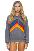Retro MOUNTAIN STITCH CHEVRON PULLOVER HOODIE RELAXED - HEATHER GREY
