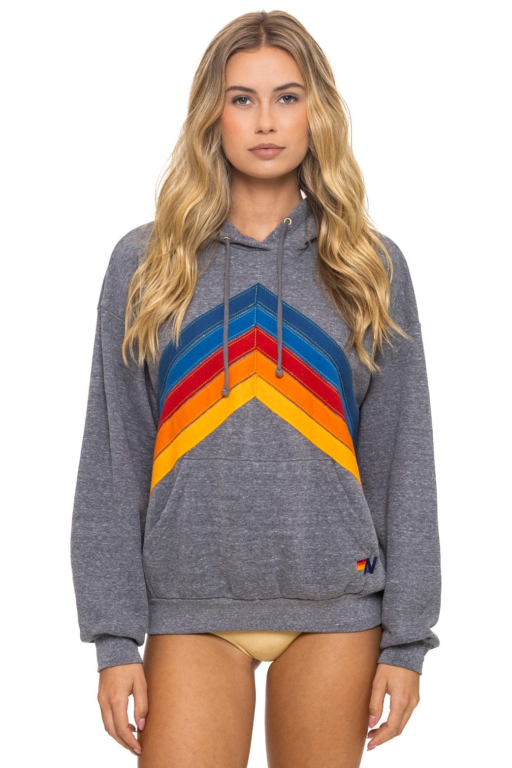 Retro MOUNTAIN STITCH CHEVRON PULLOVER HOODIE RELAXED - HEATHER GREY