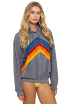 Retro MOUNTAIN STITCH CHEVRON PULLOVER HOODIE RELAXED - HEATHER GREY