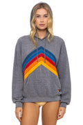 Retro MOUNTAIN STITCH CHEVRON PULLOVER HOODIE RELAXED - HEATHER GREY