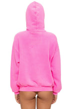 Retro MOUNTAIN STITCH CHEVRON PULLOVER HOODIE RELAXED - NEON PINK