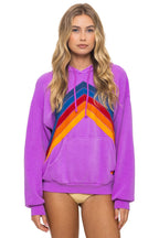 Retro MOUNTAIN STITCH CHEVRON PULLOVER HOODIE RELAXED - NEON PURPLE
