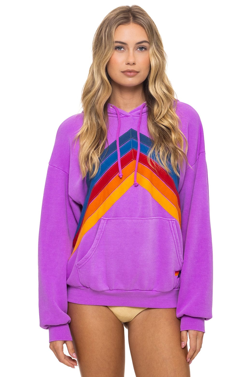 Retro MOUNTAIN STITCH CHEVRON PULLOVER HOODIE RELAXED - NEON PURPLE