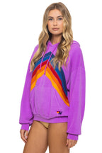 Retro MOUNTAIN STITCH CHEVRON PULLOVER HOODIE RELAXED - NEON PURPLE