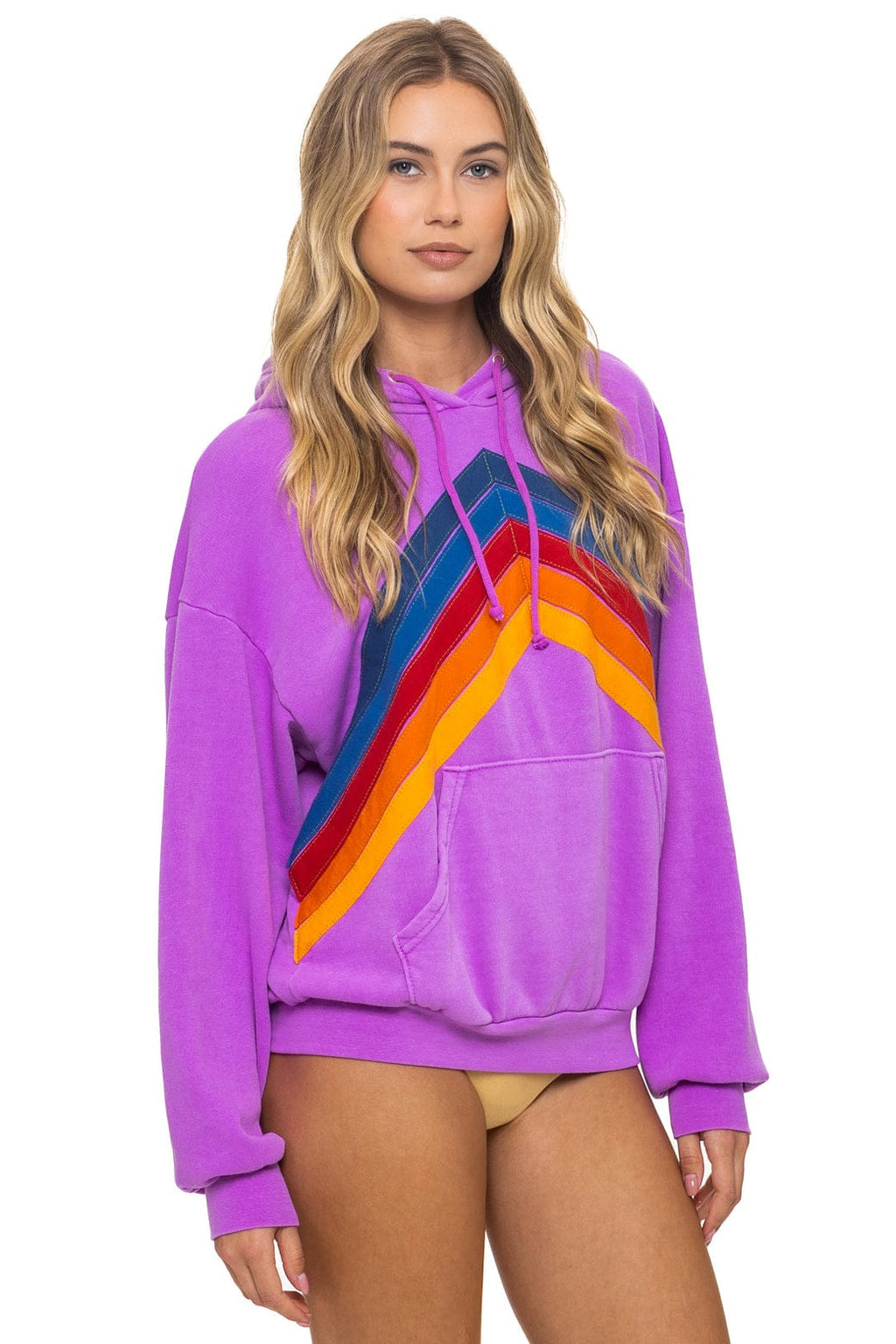 Retro MOUNTAIN STITCH CHEVRON PULLOVER HOODIE RELAXED - NEON PURPLE