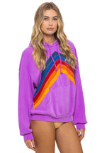 Retro MOUNTAIN STITCH CHEVRON PULLOVER HOODIE RELAXED - NEON PURPLE