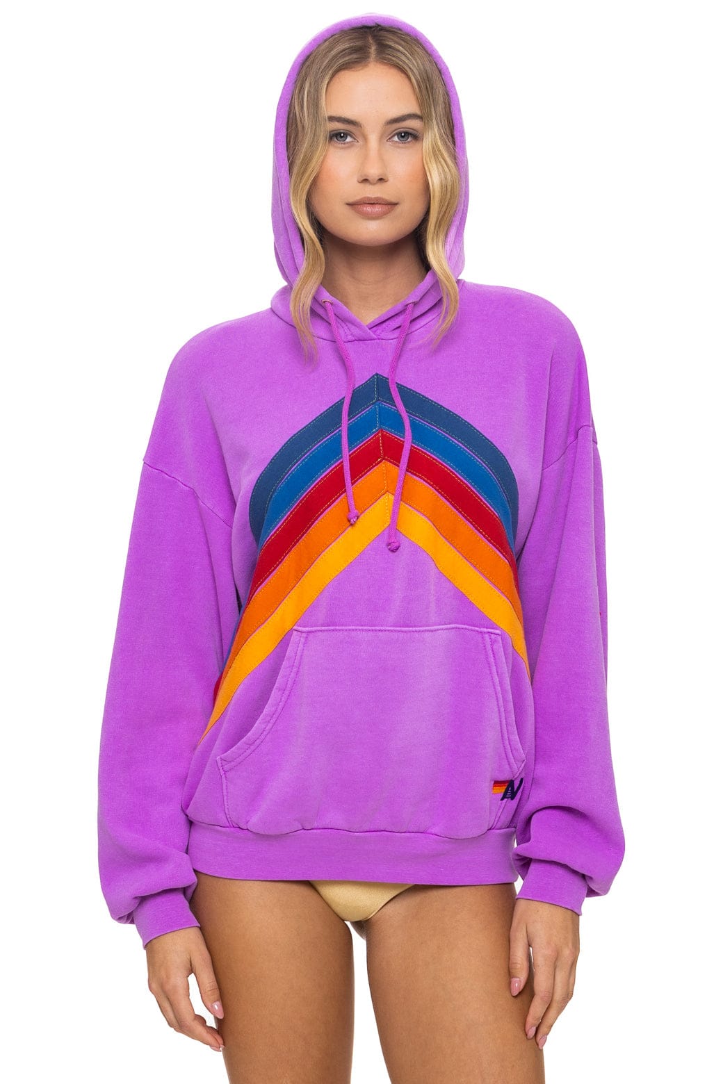 Retro MOUNTAIN STITCH CHEVRON PULLOVER HOODIE RELAXED - NEON PURPLE