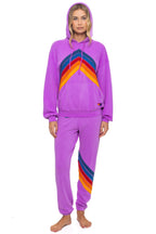 Retro MOUNTAIN STITCH CHEVRON PULLOVER HOODIE RELAXED - NEON PURPLE