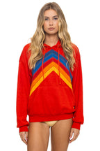Retro MOUNTAIN STITCH CHEVRON PULLOVER HOODIE RELAXED - RED