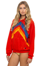 Retro MOUNTAIN STITCH CHEVRON PULLOVER HOODIE RELAXED - RED