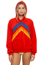 Retro MOUNTAIN STITCH CHEVRON PULLOVER HOODIE RELAXED - RED