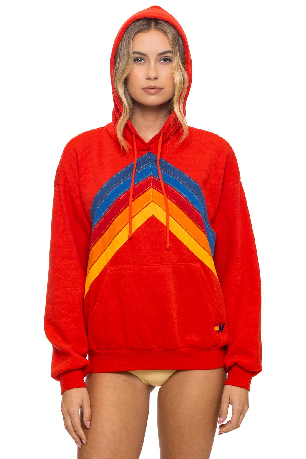 Retro MOUNTAIN STITCH CHEVRON PULLOVER HOODIE RELAXED - RED