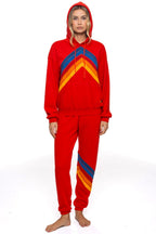 Retro MOUNTAIN STITCH CHEVRON PULLOVER HOODIE RELAXED - RED
