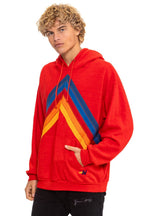 Retro MOUNTAIN STITCH CHEVRON PULLOVER HOODIE RELAXED - RED
