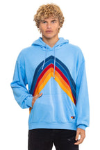 Retro MOUNTAIN STITCH CHEVRON PULLOVER HOODIE RELAXED - SKY