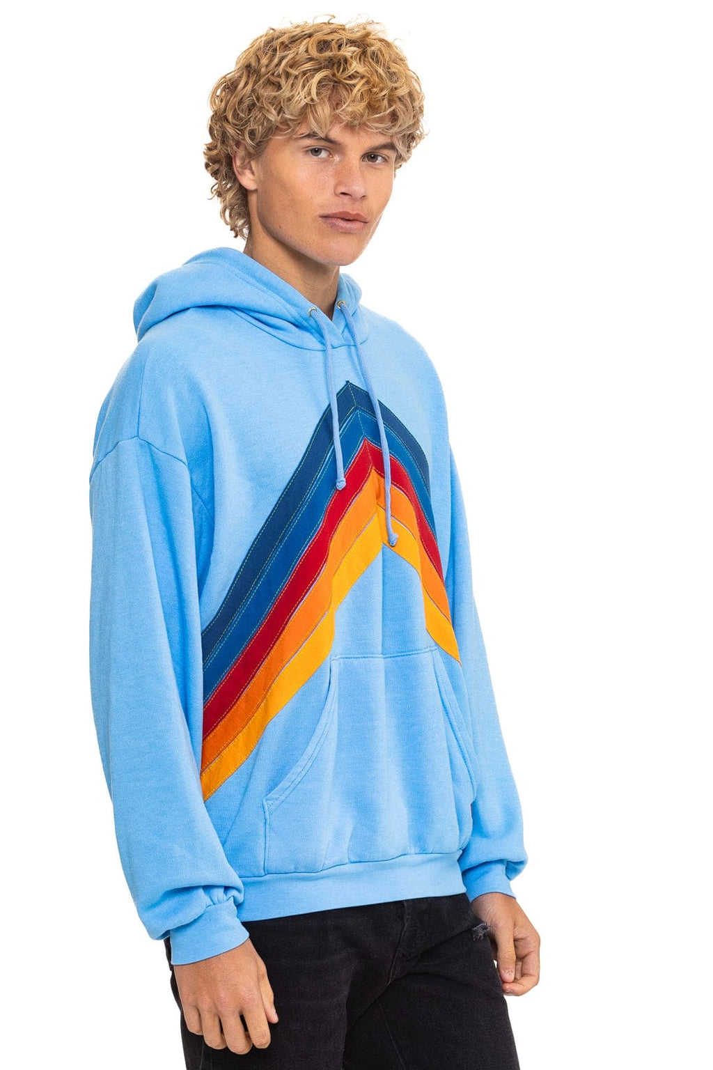 Retro MOUNTAIN STITCH CHEVRON PULLOVER HOODIE RELAXED - SKY