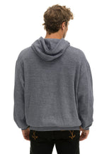 Retro 5 STRIPE RELAXED PULLOVER HOODIE - HEATHER GREY