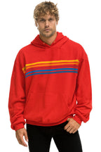 Retro 5 STRIPE RELAXED PULLOVER HOODIE - RED