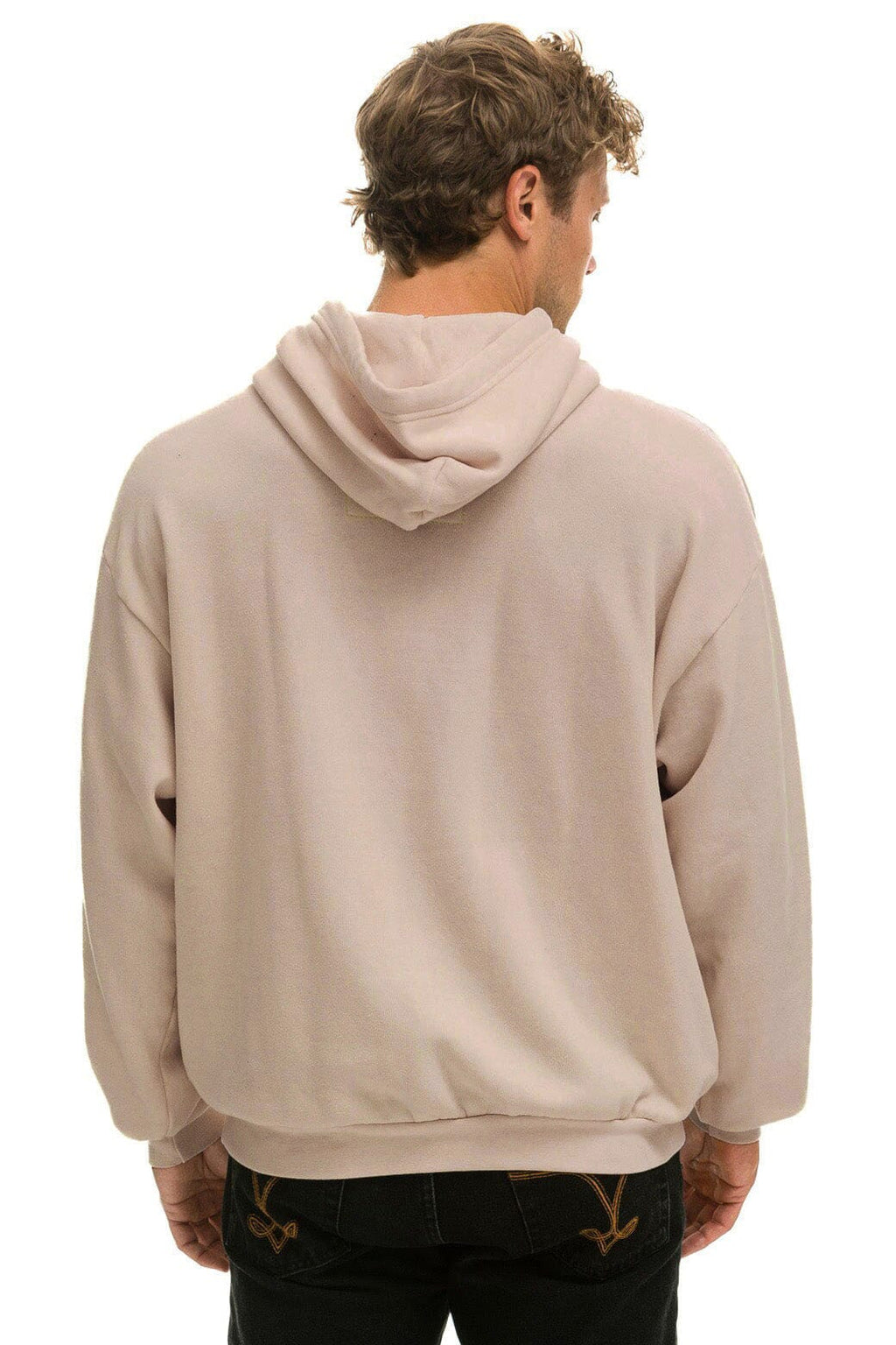Retro 5 STRIPE RELAXED PULLOVER HOODIE - SAND