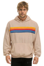 Retro 5 STRIPE RELAXED PULLOVER HOODIE - SAND