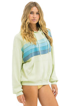 Retro WAVE STRIPE 4 PULLOVER HOODIE RELAXED - LIME CREAM SEAFOAM